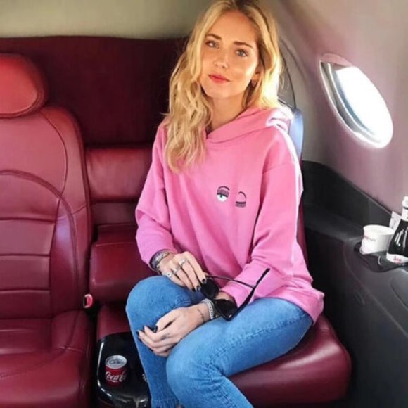 NWT Chiara Ferragni Women Wink Patch Diana Hoodie Sweatshirt sz XS oversized - Picture 2 of 6